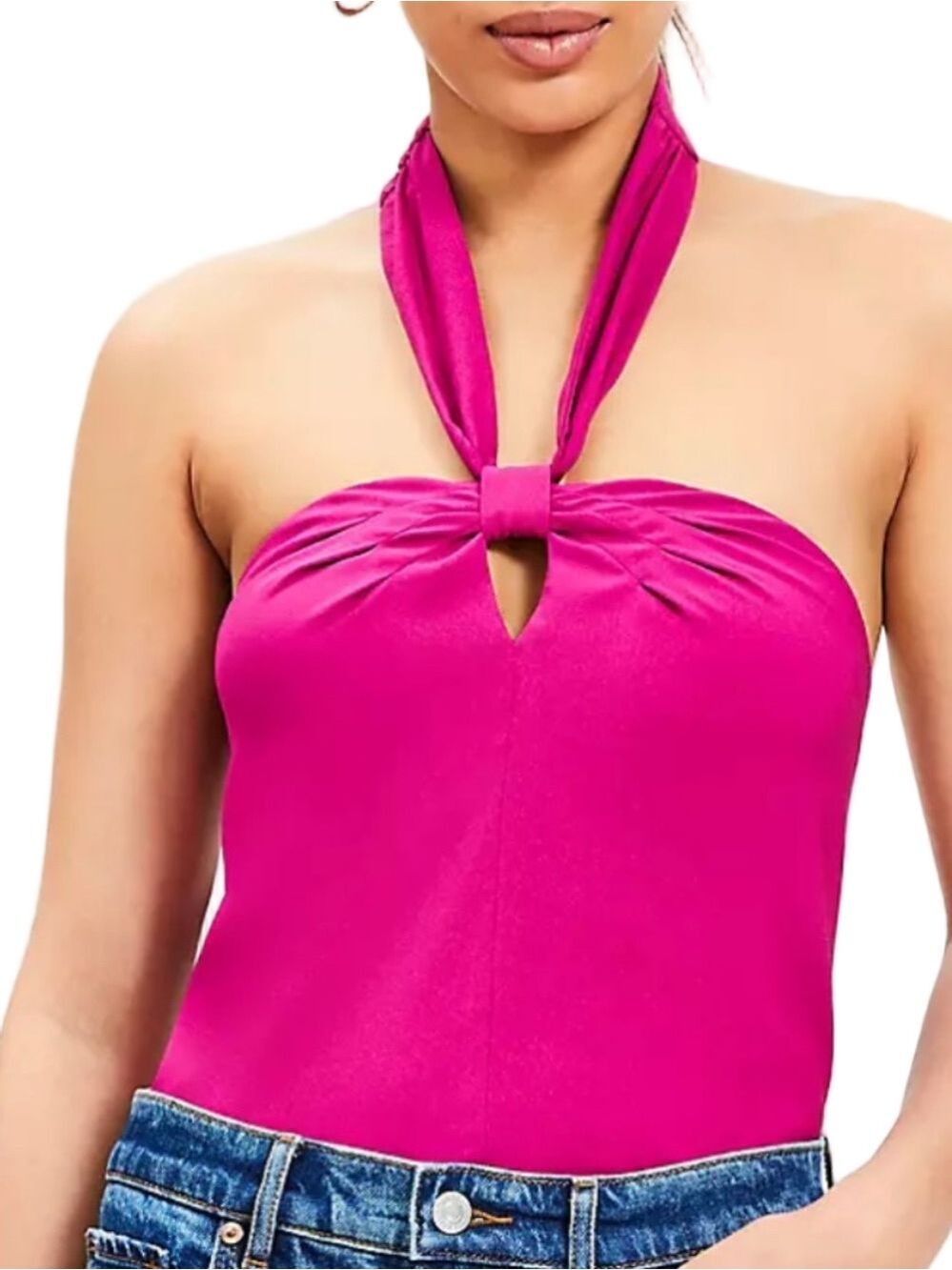 Keyhole Halter Top Magenta Pink New With Tags Size L, Size XL